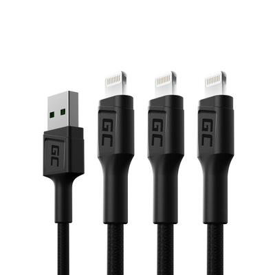 Kabllo USB Green Cell GC Ray, USB A me Lightning, 1.2 m, e zezë