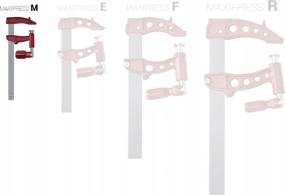Shtrëngues Piher Maxipress M 1620, 20 cm, me filetë të mbrojtur, i kuq