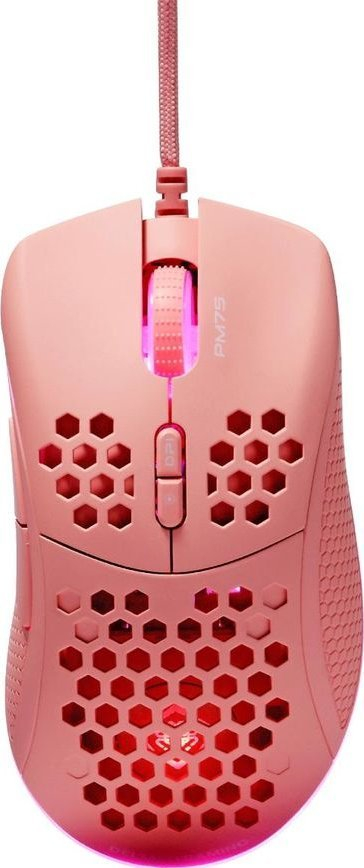 Maus gaming Deltaco Gaming PM75, ultra i lehtë, RGB, rozë