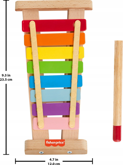 Lodër muzikore Fisher Price, ksilofon druri për fëmijë, 2 pjesë, shumëngjyrëshe