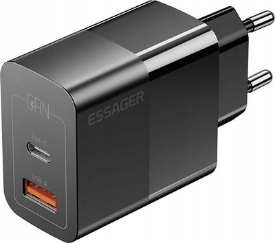 Karikues muri Essager ES-CD29, 33W, me 2 porta USB-C dhe USB-A, i zi