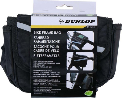 Çantë për kornizën e biçikletës Dunlop, me xhep telefoni, e zezë