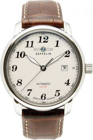 Orë burrash Zeppelin 7656-5 automatike, me ciferblat bezhë dhe rrip lëkure kafe