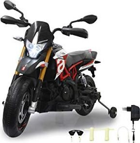 Motor elektrik për kalamoj Jamara Aprilia Dorsoduro 900, bateri që rikarikohet, me rrota ndihmëse, i zi kuqe bardhë
