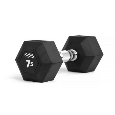 Hantell tiguar HEX, 7.5 kg, i vesh me gome, ngjyrë e zezë