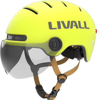 Helmetë urbane Livall L23, vizor mbrojtës, sensor rënie SOS, M, e verdhë