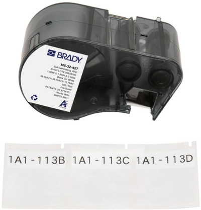 Kasetë etiketa Brady M5-32-427, për BMP51 M511, vinyl vetë-laminues, 1.5" x 1.5", e bardhë
