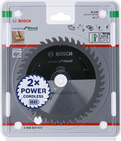 Disqe prerëse Bosch Standard Wood Accu B2608837672, 140mm, 42 dhëmbë