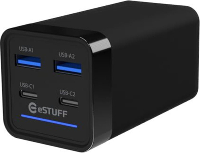 Karikues universal eSTUFF ES635200, 4 porta, karikim i shpejtë, ngjyrë e zezë