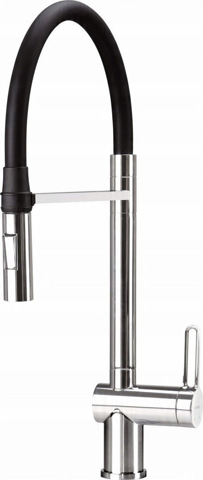 Rubinet kuzhine Deante Magnetic BRM_072M, çelik inox, gojë fleksibël, krom me të zezë