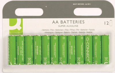 Bateri alkaline Q-Connect KF00644, AA, set me 12 copë, jeshile