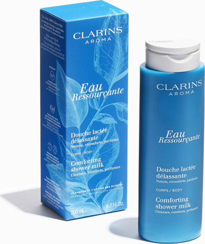 Qumësht dushi Clarins Eau Ressourcante, pastrues dhe zbutës, 200ml