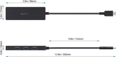 Hub USB Aukey CB-C64, USB-C, 4x USB 3.1, i zi