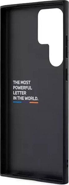 Kapak telefoni BMW për Samsung Galaxy S23 Ultra, efekt karboni, me vijë sportive, ngjyrë e zezë