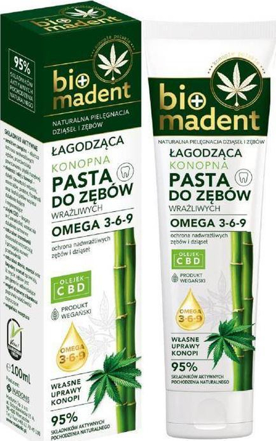 Pastë dhëmbësh Bio Madent Soothing me CBD kanabis, Omega 3 6 9, 100 ml