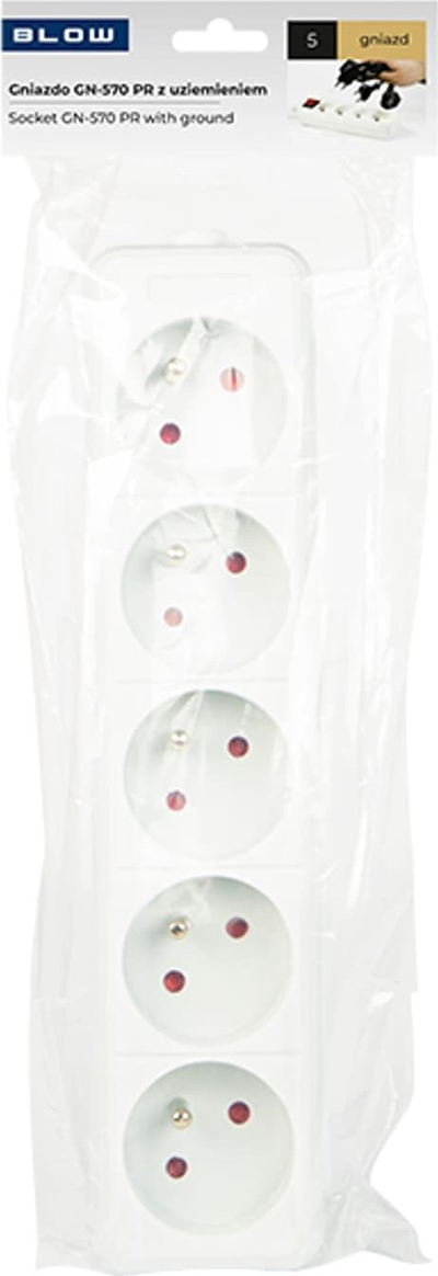Ndarës prizash Power Strip Splitter, 5 dalje, i bardhë