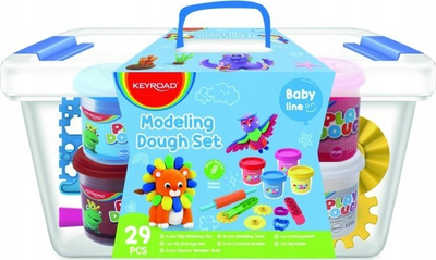 Set plasteline Keyroad Modeling Clay, 6x110g, me aksesorë, shumëngjyrëshe