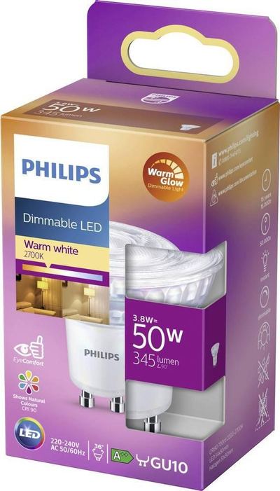 Llambë reflektor LED Philips 77423300, 3.8W GU10, e ngrohtë e bardhë, e zbehshme