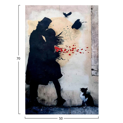 Pikturë kanavace HomeMarkt Gobi HM4814, 50x70cm, street art, bardh e zi