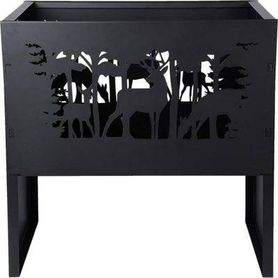 Vatër zjarri për kopsht Esschert Design Deer, katrore, metal, e zezë