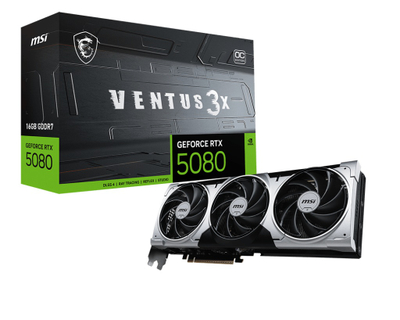 Kartelë grafike MSI GeForce RTX 5080 VENTUS 3X OC PLUS, 16GB GDDR7, 2655MHz, e zezë