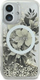 Futrollë Guess GUHMP16SLFMWTE për iPhone 16 6.1", Liquid Glitter, me lule, transparente bezhë