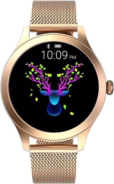 Smartwatch TechPro E741 për gra, IP68, thirrje Bluetooth, ngjyrë ari roze