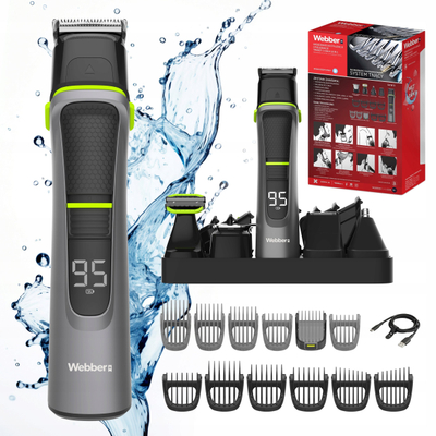 Trimmer 14 në 1 për meshkuj Webber GK1400, pa kabllo, rezistent ndaj ujit, gri