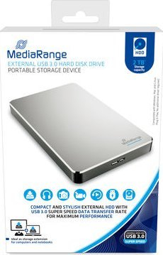 Надворешен тврд диск МедиаРејнџ MR997, 2TB, USB 3.0, сив