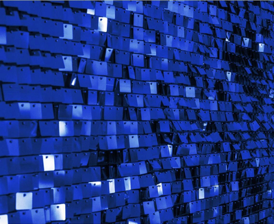 Panel dekorativ për mur, 30x30 cm, 100 katrorë plastikë, blu