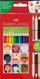 Set lapsash me ngjyra Faber-Castell Triangular, 12 ngjyra, 3 lapsa dyngjyrëshe për ngjyrë lëkure, shumëngjyrësh
