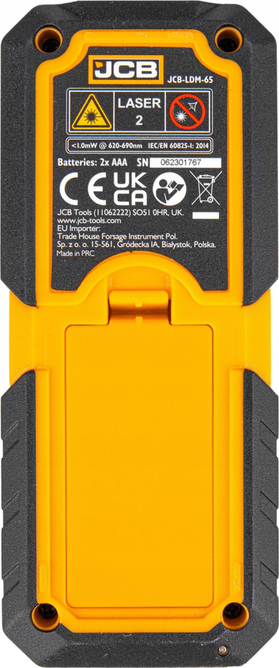 Matës distance me lazer JCB Digital LCD, 65m, ekran LCD, i verdhë