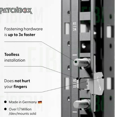 Set montimi rack PATCHBOX DVMNT50, 50 copë, vida M6 me arra, i kuq