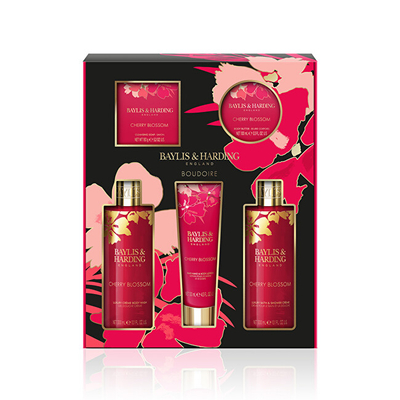 Set Baylis & Harding Cherry blossom krem për skalp 2x300 ml + losion 130 ml + sapun 150 g + gjalpë trupi 100 ml
