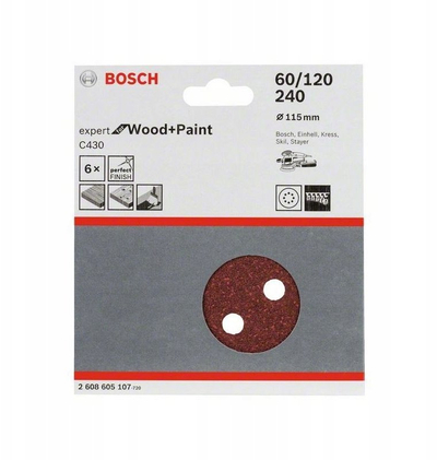 Set disqe bluarëse Bosch Red Wood, 115mm, 6 copë, grade të përziera