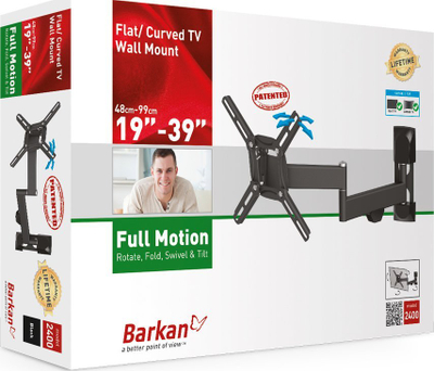 Mbajtëse muri për TV Barkan 2400, 13"-39", rrotulluese dhe e anueshme, e zezë