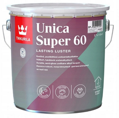 Llak druri Tikkurila Unica Super 60, poliuretani, gjys si me shkëlqim, 3L