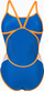 Kostum banje njëpjesësh për goca Arena Icons, MaxLife Eco, Super Fly Back, blu me portokalli