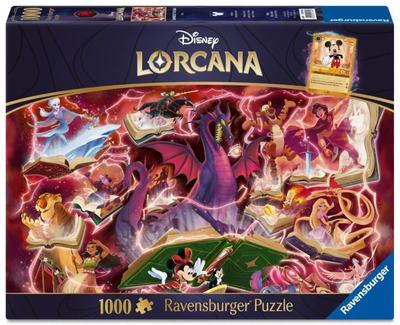 Puzzle për të rritur Ravensburger Disney Lorcana Glimmers of the Realm Ruby, 1000 copa, shumëngjyrësh