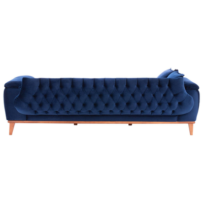 Divan-Shtrat 3 ulëse, këmbë druri, 240×95×80 cm HM3249.18, kaltër