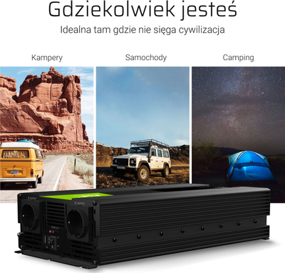 Инвертер Green Cell INV19, 1500W, од 24V во 230V, црн