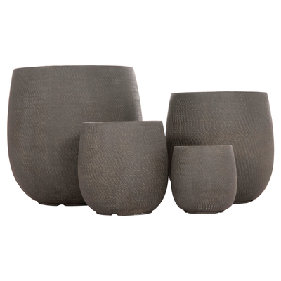Set vazo dekorative Gardener HM4727, cilindrike, fiberclay, ngjyrë çimento