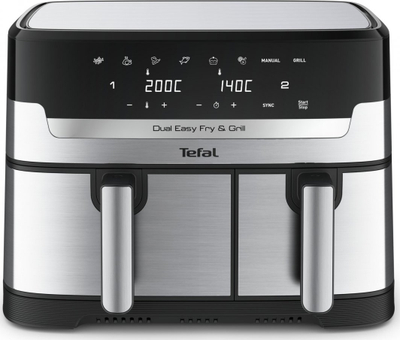 Fritezë me ajër Tefal DualEasy Grill EY905D, dy sirtarë, pa vaj, gri