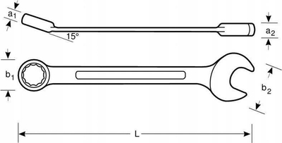 Çelës i kombinuar Bahco Offset, 24mm, Dynamic Drive, krom i mat