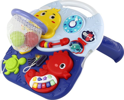 Tavolinë edukative Leantoys Edu 2‑në‑1, me piano edhe orë, shumëngjyrëshe