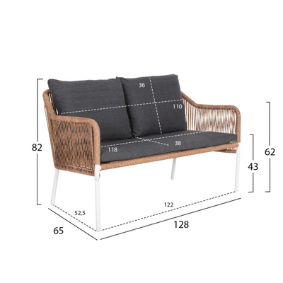 Sofa e jashtme 2-ulëse Baffin (HM6054.01), bardhë/ bezhë