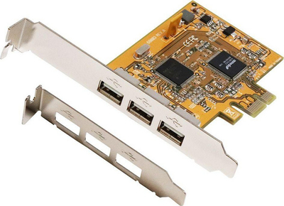 Kartë zgjerimi USB Exsys EX-11053, PCIe x1, 3x USB 2.0, e artë