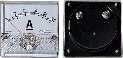 Ampermetër paneli DHS DH-80, analog, 100A DC, i bardhë