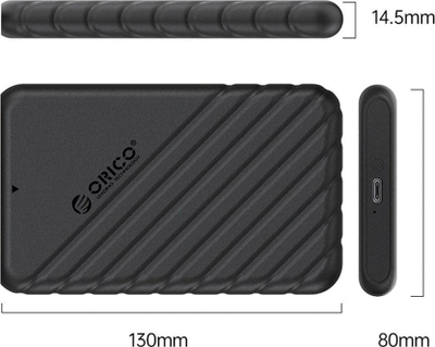 Kutia eksternale Orico 25PW1 C3, 2.5", USB C 3.1 6Gbps, e zezë