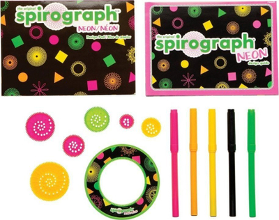 Set vizatimi Spirograph Neon Box Kit, 24 spirale, 4 stilolapsa neon, shumëngjyrësh